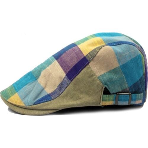 Casual Retro Hat Ladies Men and Women Spring Summer Sun Plaid Plaid Forward Hat Ladies Newsboy Cap