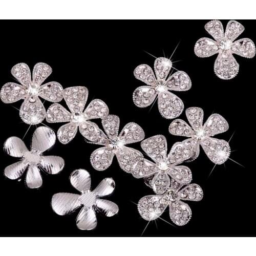 Crafts Embellishments Crystal Alloy Rhinestone Charms Flower Buttons Gift Garments Headband DIY Pack of 10PCS