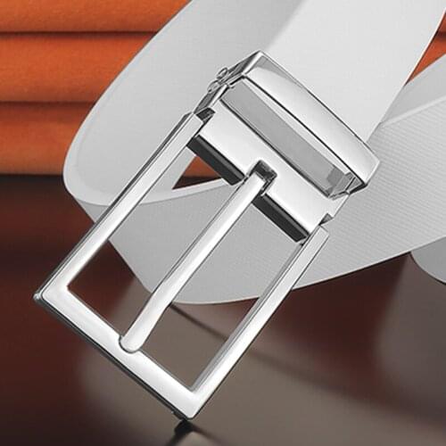 High Quality 2.9cm White Leather Belt Denim Casual Gray Pin Buckle Fashion Belt Mens Luxury Cmceinture Homme