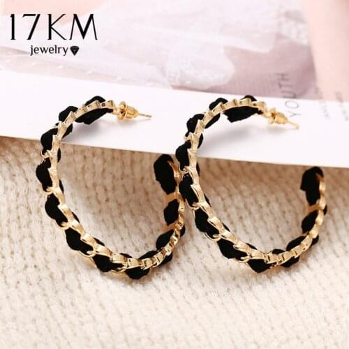 17KM Trendy Black Gold Hoop Earrings For Women 2020 New Design Circle Round Earring Fashion Statement Jewelry Womens Gift