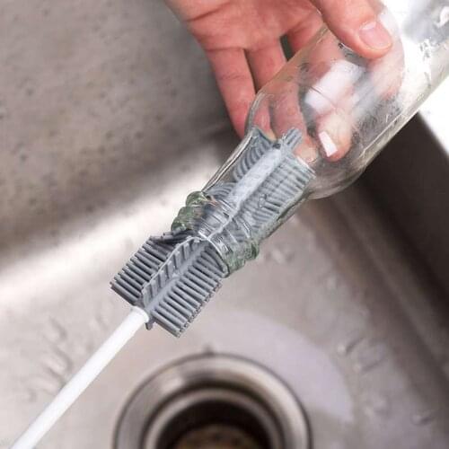 Silicone Cup Brush Kitchen Cleaning Tools 32*2.5 cm Long Handle Drink Wineglass Bottle Glass Cup Washing Cleaning Sponge Brushes