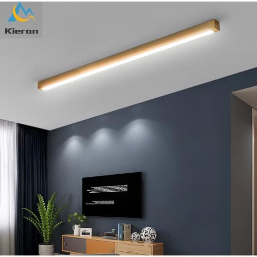 Simple Long Strip Solid Wood Led Ceiling Lamp Modern Balcony Corridor Porch Lamp Nordic Living Room Ceiling Lighting Fixtures