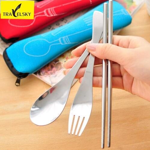 Stainless steel table wear 4 in one eco-friendly portable lunch table wear Wholesale 16903