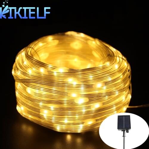 32/50/100M LED Solar Leather Thread String Lights Outdoor Home Waterproof Fairy Lights Garden Garland For Christmas Yard Decor