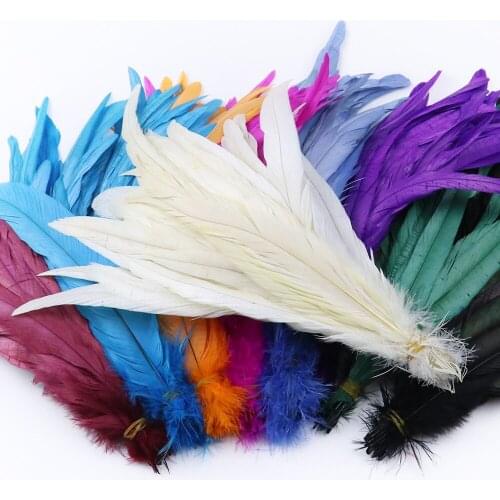 High Quality Natural Rooster Feathers Tail Wedding Jewelry Making Carnival Dress Accessories Colored Plumes For Crafts Wholesale