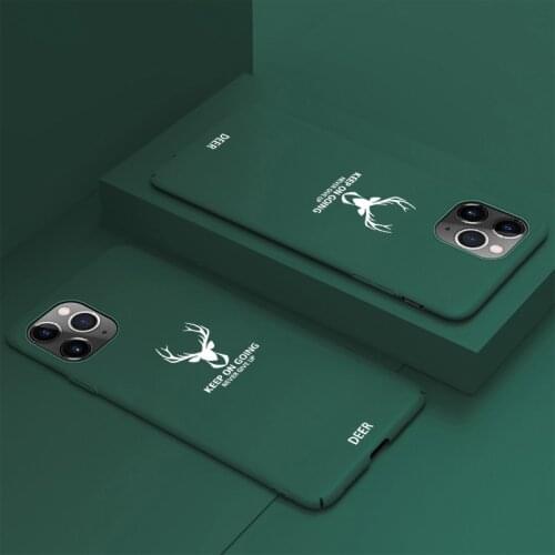 Ultra-thin Christmas Deer Matte PC Phone Case For iPhone 12 11 Pro Max XSmax XR XS X 8 7 6 Plus Protection Cover