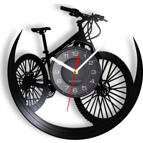 Road Bike Vinyl Album Re-purposed Record Wall Clock Cycling Decor Sports Bicycle Man Cave Wall Watch Mountain Biker Cyclist Gift