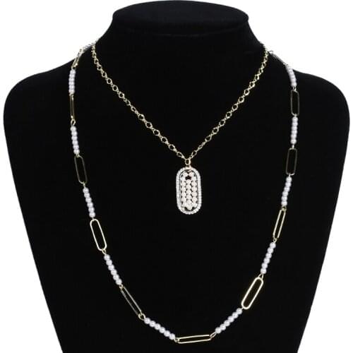 HOWAWAY Vintage Multi Layered Womens Necklaces Pearl Round Necklaces Bohemia Fashion Long pendant Necklace 2021 Jewelry