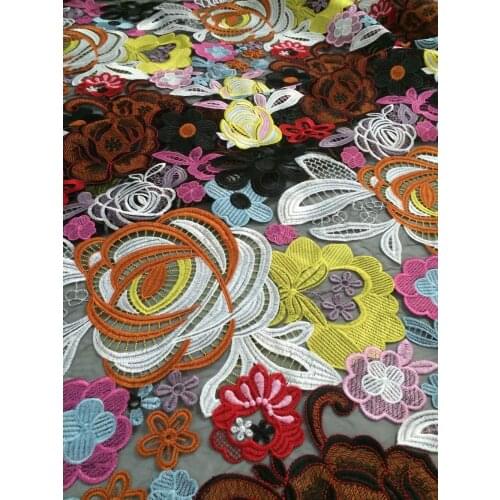 Top quality with flower S-1114embroidered lace fabric tulle mesh lace for party dress