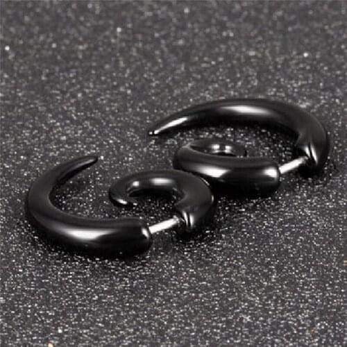 Black Horns Stud Earrings Women Punk Hip Hop Jewelry Anti-Allergies Brincos Pendientes Bijoux 1 pair