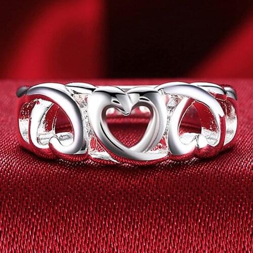Hot Sale Silver Jewelry Rings For Women Fashion 925 Sterling Silver Love Heart Finger Rings Women Lady Gift
