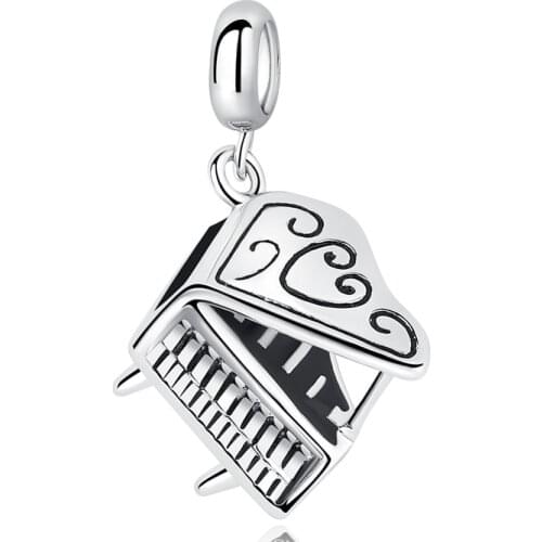 New Original 925 Sterling Silver Bead Classic Piano Dangle Charm Fit Pandora Bracelet Necklace DIY Women Jewelry