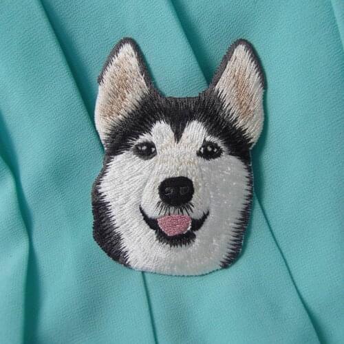 1PC Boutique Snow Dog Husky Patch Cloth Paste Animal Patch Russian Foreign Trade Embroidery Ironing Stickers size 5.5cm x 8cm