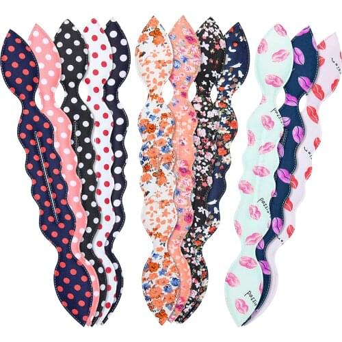 1PC Furling Girl Floral Dots Lips Style Bunny Ears Magic Sponge Hair Styling Bun Maker Twist Curler Tool Hair Accessory