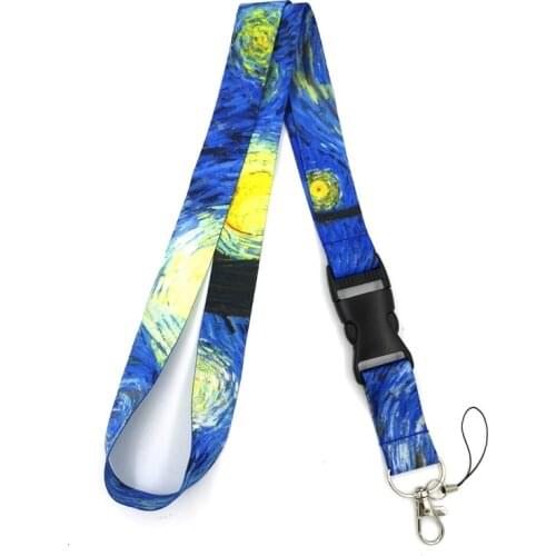 12Pcs Van Gogh Starry Sky Art Mobile Phone Belt Keychain Lanyard For Keys Neck Straps USB ID Card Badge Holder DIY Hanging Rope