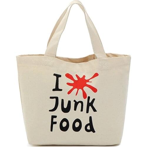 16PCS / LOT Women Canvas Shopping Bag Eco Foldable Printing Shoulder Bag Women Casual High Capacity Storage Bag Handbag