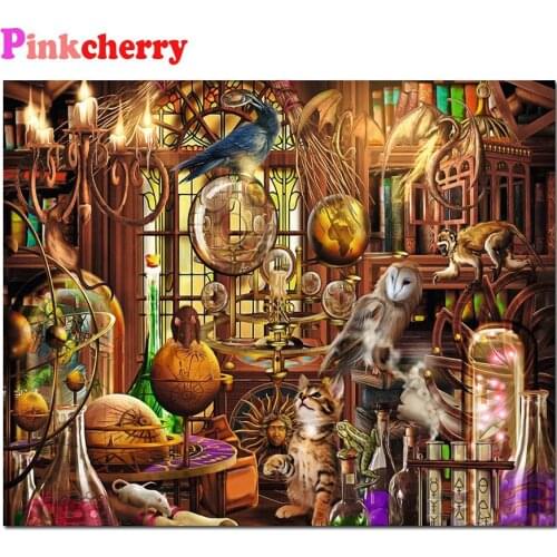 5D DIY Diamond Painting Fantasy study Lab patterns bead Embroidery owl cat rat Handcraft Art Kits painting home decoration P65