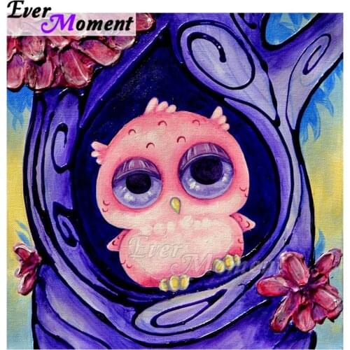 Ever Moment Diamond Painting Owl Tree Hole Handmade Picture Of Rhinestone Mosaic Full Square Drill Diamond Embroidery ASF1856
