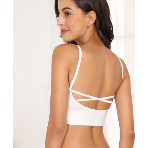 Perfering Women Hollow Out Bralette Solid Color Beauty Back Underwear Sexy Vest Female Add pad Wireless Bra Seamless Lingerie