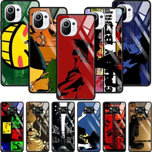 Tempered Glass Case For Xiaomi Poco X3 NFC X3 M2 F2 Pro For MI 11 Ultra 11 10 10T Lite 9T CC9E CC9 Fundas Cowboy Bebop