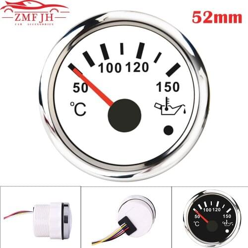 52mm Motorcycle Marine Auto Oil Temp Gauge 50-150 Celsius Degree Fit for Car Boat 12V 24V With Red Backlight Temperature Meter
