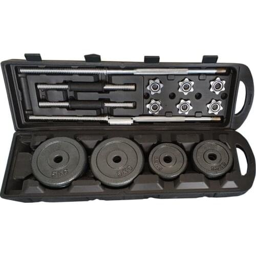 Gym adjustable double insurance buckle weight lifting dumbbell 50kg cast iron paint barbell dumbbell combo set