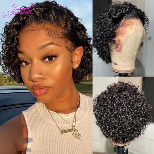 Short Pixie Curl 13x6x1 Short Bob Lace Wigs Brazilian Human Hair Curly Lace Bob Wigs For Black Women High Density Pixie Cut Wig