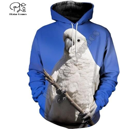 PLstar Cosmos Colorful Parrot 3D Printed Hoodies Casual Men/Women Zipper Hooded Funny Animal Unisex Brand Streetwear Apparel P38