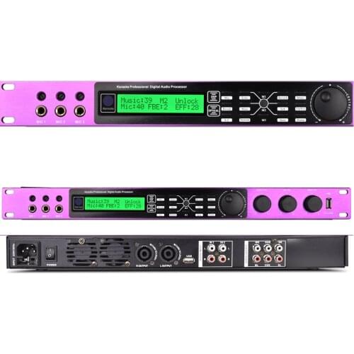 MiCWL 2 Channel 2600W Digital Power Amplifier Karaoke Microphone Effects Processor Controller 3 Mics Input USB to PC Two-In-Nne