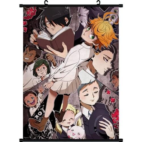 Yakusoku no Neverland Norman Emma Ray Anime The Promised Neverland Wall Scroll Mural Poster Wall Hang Poster Fashion Home Decor