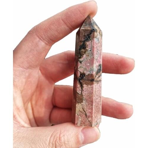 Natural Rhodonite Crystal Point Healing Stone Polished Reiki Energy Stone Quartz Tower Ornaments Home Decor