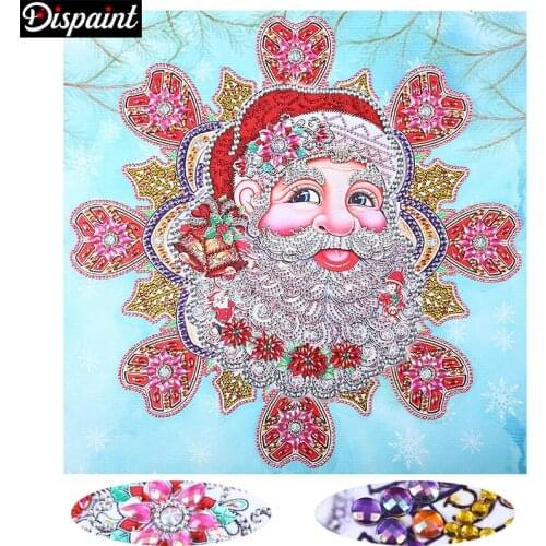 Dispaint Diamond Painting Christmas Picture Rhinestones Special Shaped Diamond Embroidery Cartoon Santa Claus Home Decor 40x40