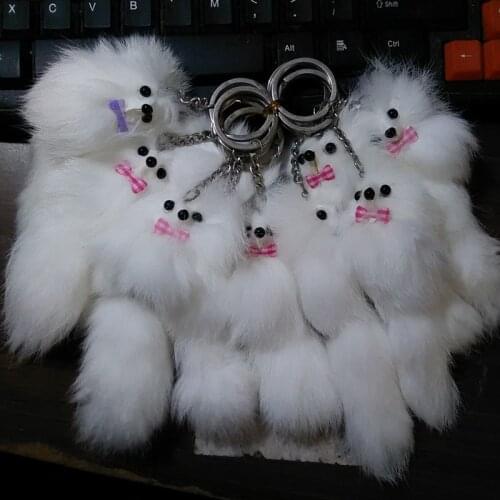 New Fox Style Pompon Key Chain Fluffy Rabbit Fur Key Ring Cute Animal Pendant Bag Charming Car Key Holder Personality Gifts