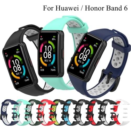Double Color Silicone Band For Huawei Band 6 Honor Band 6 Strap Adjustable Watchband Bracelet Replacement for Honor Band6