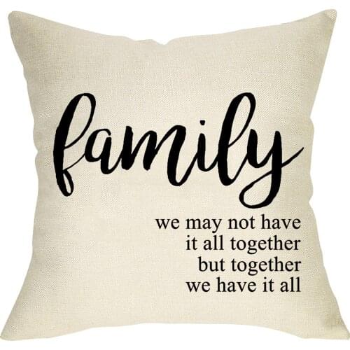 Family Quotes Throw Pillow Cover Home Decorative Farmhouse Cushion Case Decor Rustic Square Pillowcase Spring Summer