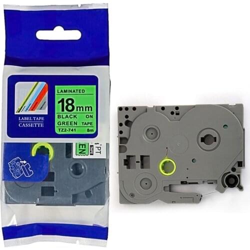 Compatible 18mm TZe tape tze 741 tz 741 tz741 Black on Green TZ laminated tape cartridge