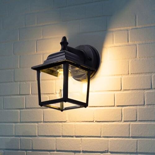 LED Wall Lamp Outdoor Waterproof Retro E27 Glass Lantern Light Garden Lighting Indoor Bedroom Living Room Stairs Wall Light