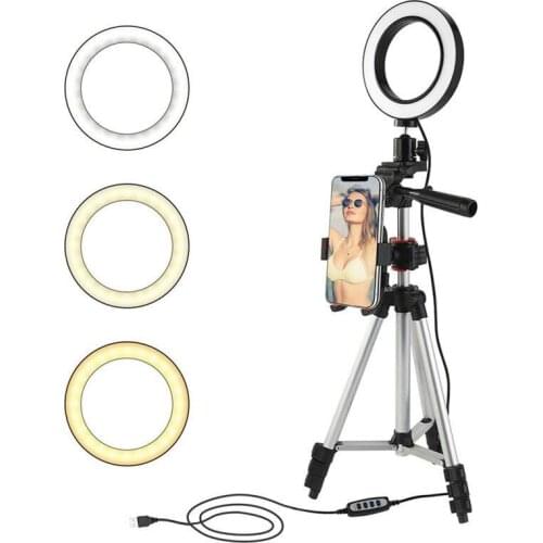 6.3 inch Selfie LED Ring Light Dressing Table Vanity Mirror Light Dimmable USB Phone Makeup Lamp Video Live Studio Lighting
