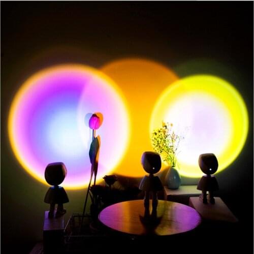 Robot LED Projection Sunset Lamp USB Charged Table Lamp Touch Control Atmosphere Night Light Background Wall Decoration Lamp