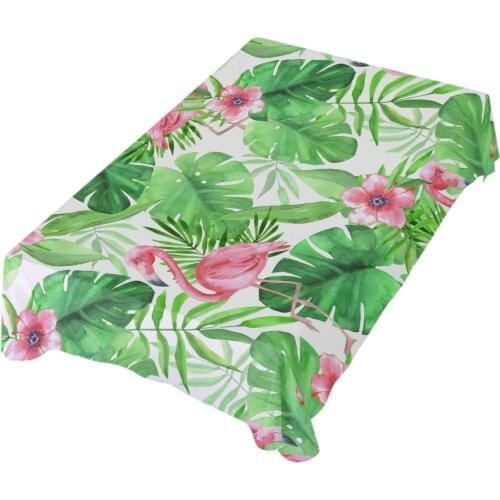 Tropical Leaf Flower Pink Flamingo Table Cloth Rectangle Table Cover For Dining Kitchen Parties