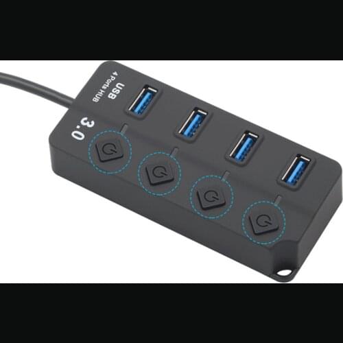 USB3.0 HUB 4-port Hub Usb Independent Key Switch 3.0hub Splitter One Drag Four Extender