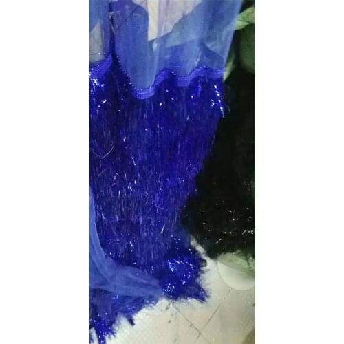 Top Quality African embroidered Tulle Lace Fabric with fringe YG-629 for party dress African French Lace Fabric