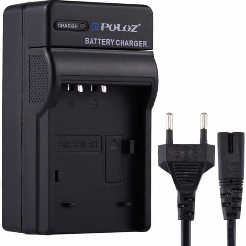 PULUZ EU Plug Battery Charger with Cable for Sony BX1,DSC-RX100,WX300,AS15 HX300, HX50, HX350, DSC-HX90 Battery