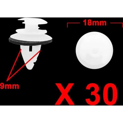 Uxcell 30Pcs 51411973500 9mm White Plastic Rivets Clips Bumper Fender Fastener for BMW