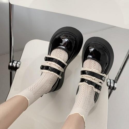Goth Loli Shoes Womens Gothic Style Summer Thick Bottom Muffin Mary Jane Lolita Japanese Jk Uniform Round Head Platform Heels