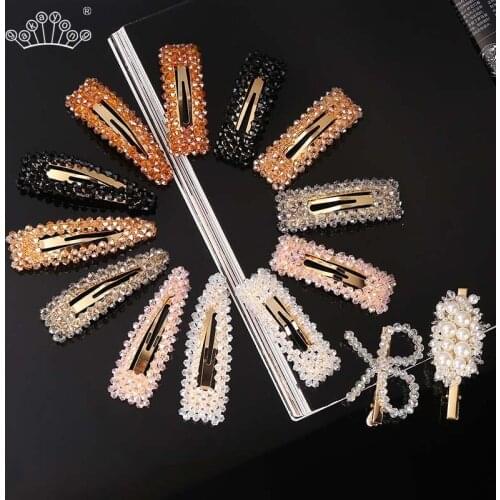 Fashion Crystal Beads Hairpins Beaded Hair Clips For Women Snap Barrettes Bridal Wedding Hair Accessories