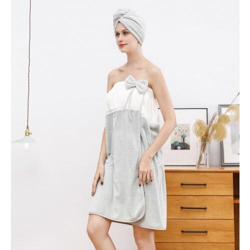 Fashion Women Butterfly Knot Bath Shower Towel Set Absorbent Sexy Patchwork Chest Wrap Nightgown Skirt Dry Hair Towels 75*140cm
