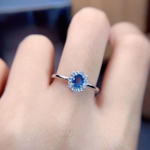 New luxurious atmosphere womens 925 silver pure natural sapphire ring engagement party gift jewelry
