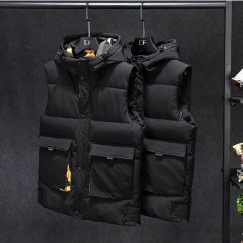 Plus Size 8XL 7XL 6XL 5XL Camouflage Winter Warm Cotton Vest Without Sleeves For Men Autumn Male Casual College Thick Hoodie