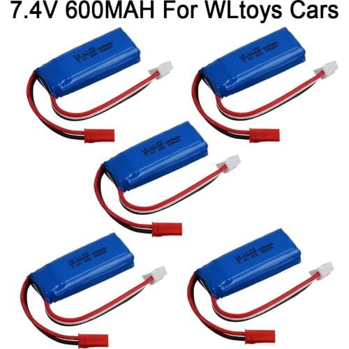 1-10Pcs 7.4V 600mAh Lipo Battery for WLtoys K969 K979 K989 K999 P929 P939 RC Car Parts 2S 7.4v Battery for WLtoys K969 Accessory